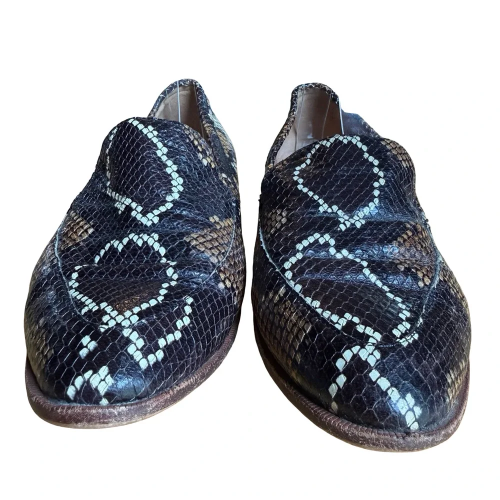 Madewell Leather Frances Snake Embossed Loafers Flats Slip On Shoes Brown 9.5